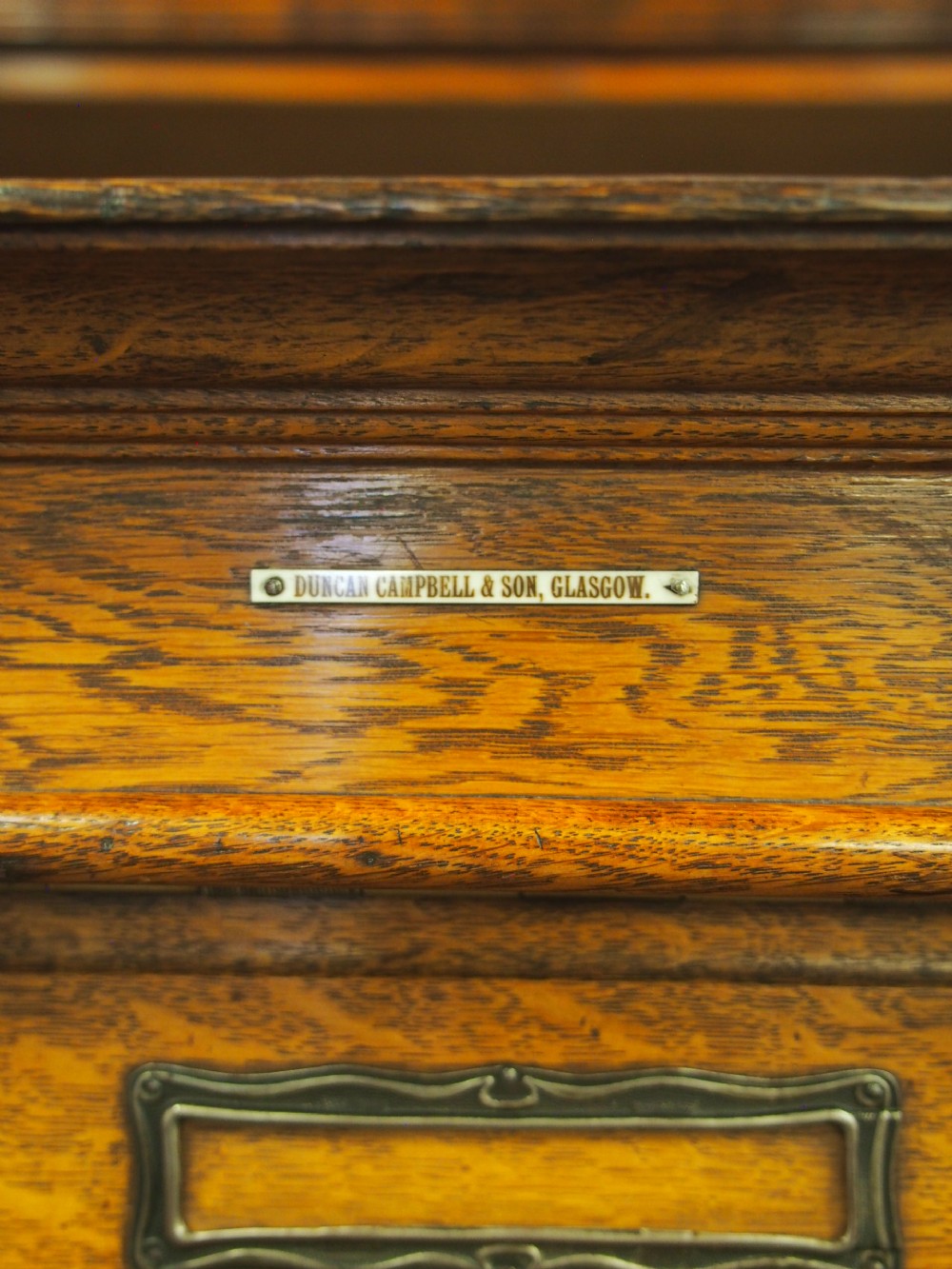 Tall Oak Filing Cabinet by Campbell & Son, Glasgow View II