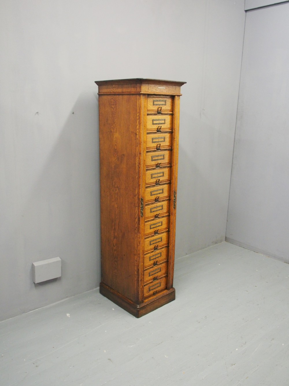Tall Oak Filing Cabinet by Campbell & Son, Glasgow View IV