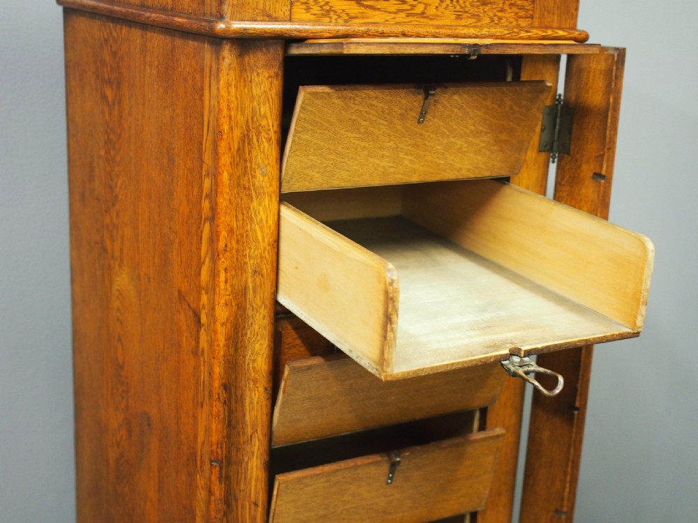 Tall Oak Filing Cabinet by Campbell & Son, Glasgow View X