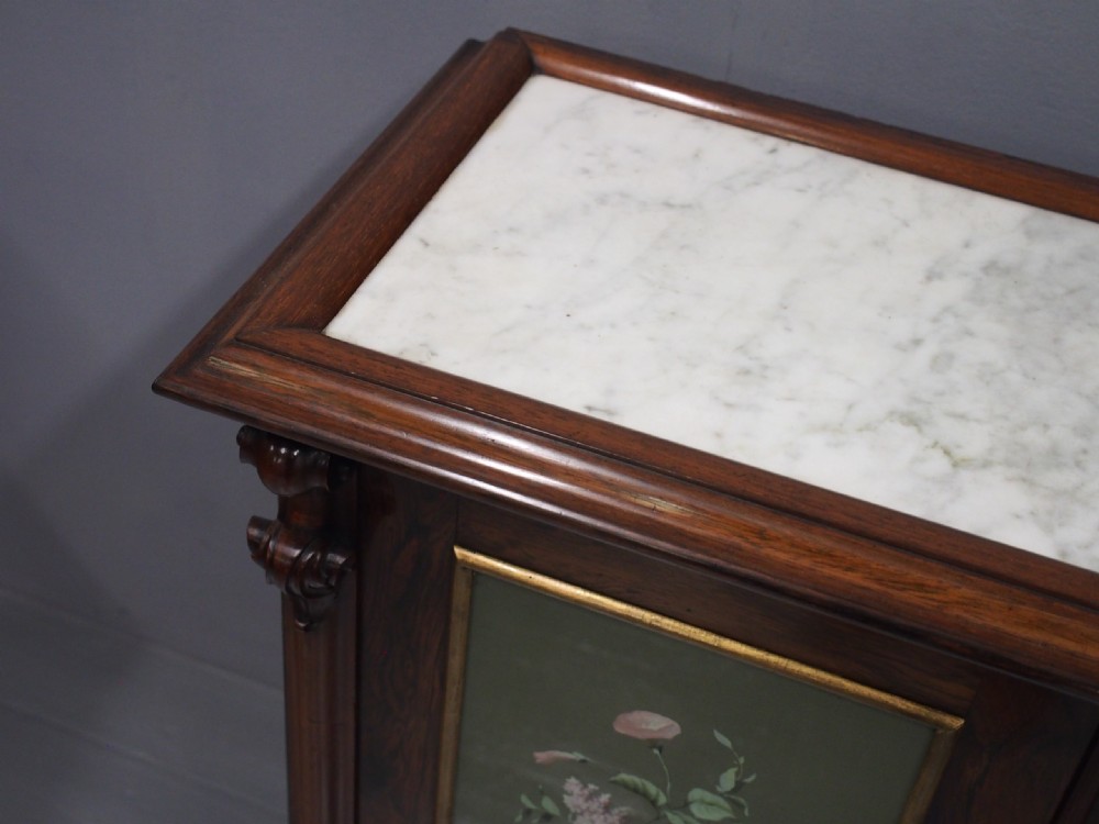 Victorian Rosewood, Marble and Painted Door Cabinets View IV