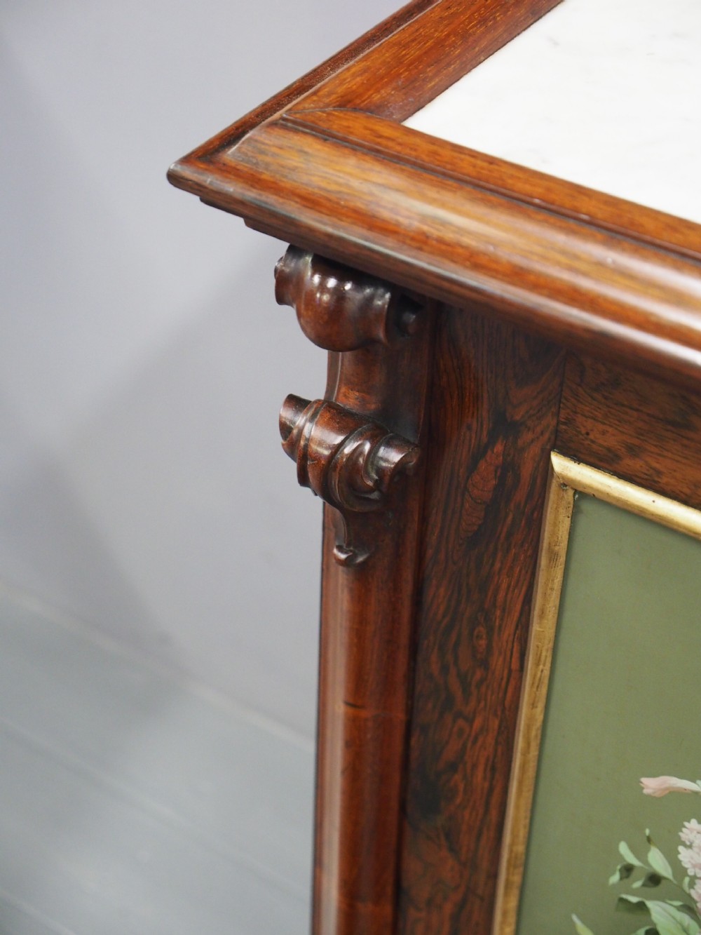 Victorian Rosewood, Marble and Painted Door Cabinets View VI