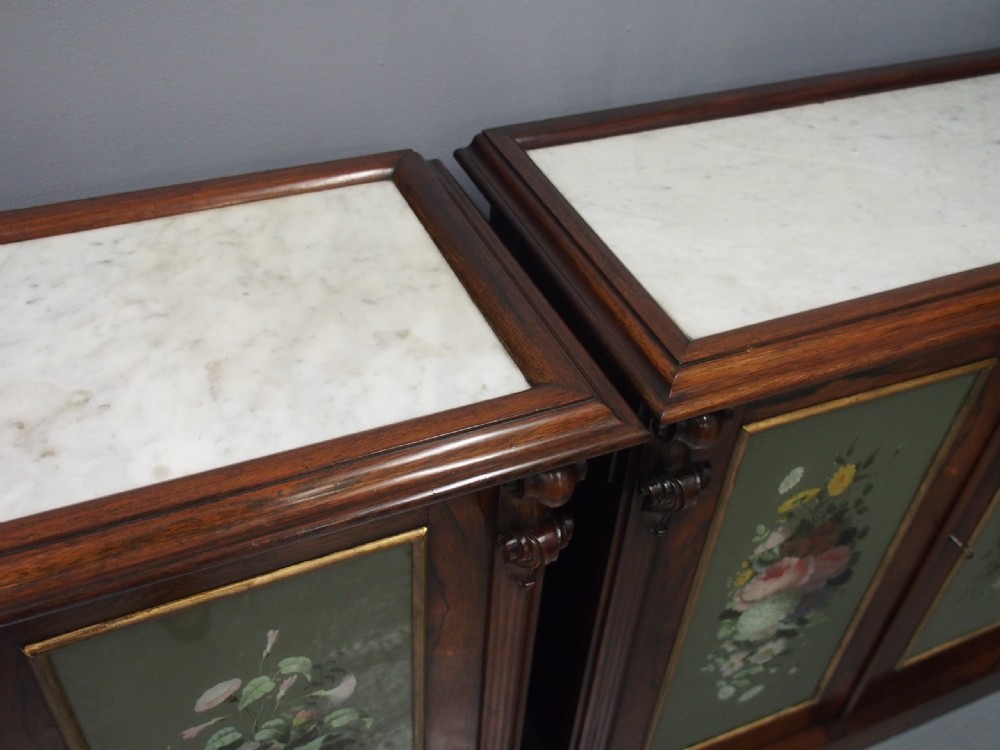 Victorian Rosewood, Marble and Painted Door Cabinets View XV