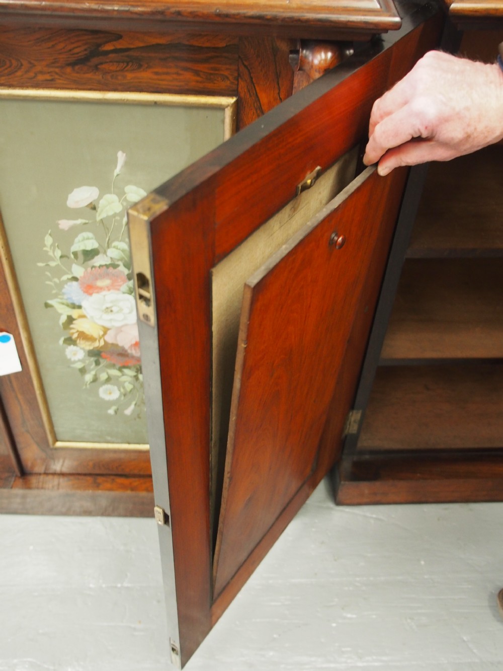 Victorian Rosewood, Marble and Painted Door Cabinets View XVIII