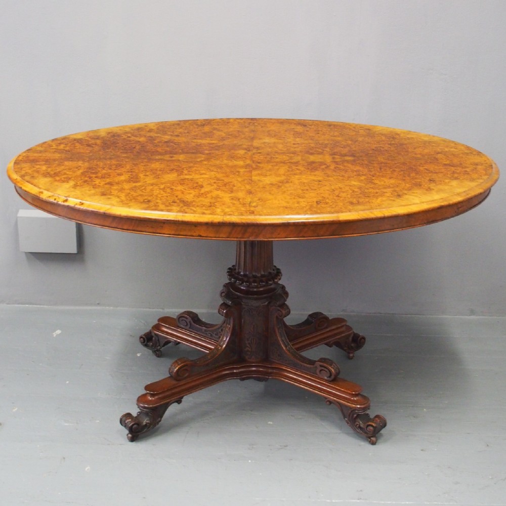 Victorian Burr Walnut Oval Breakfast Table