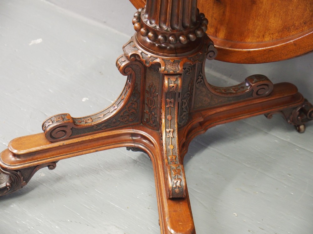 Victorian Burr Walnut Oval Breakfast Table View VII