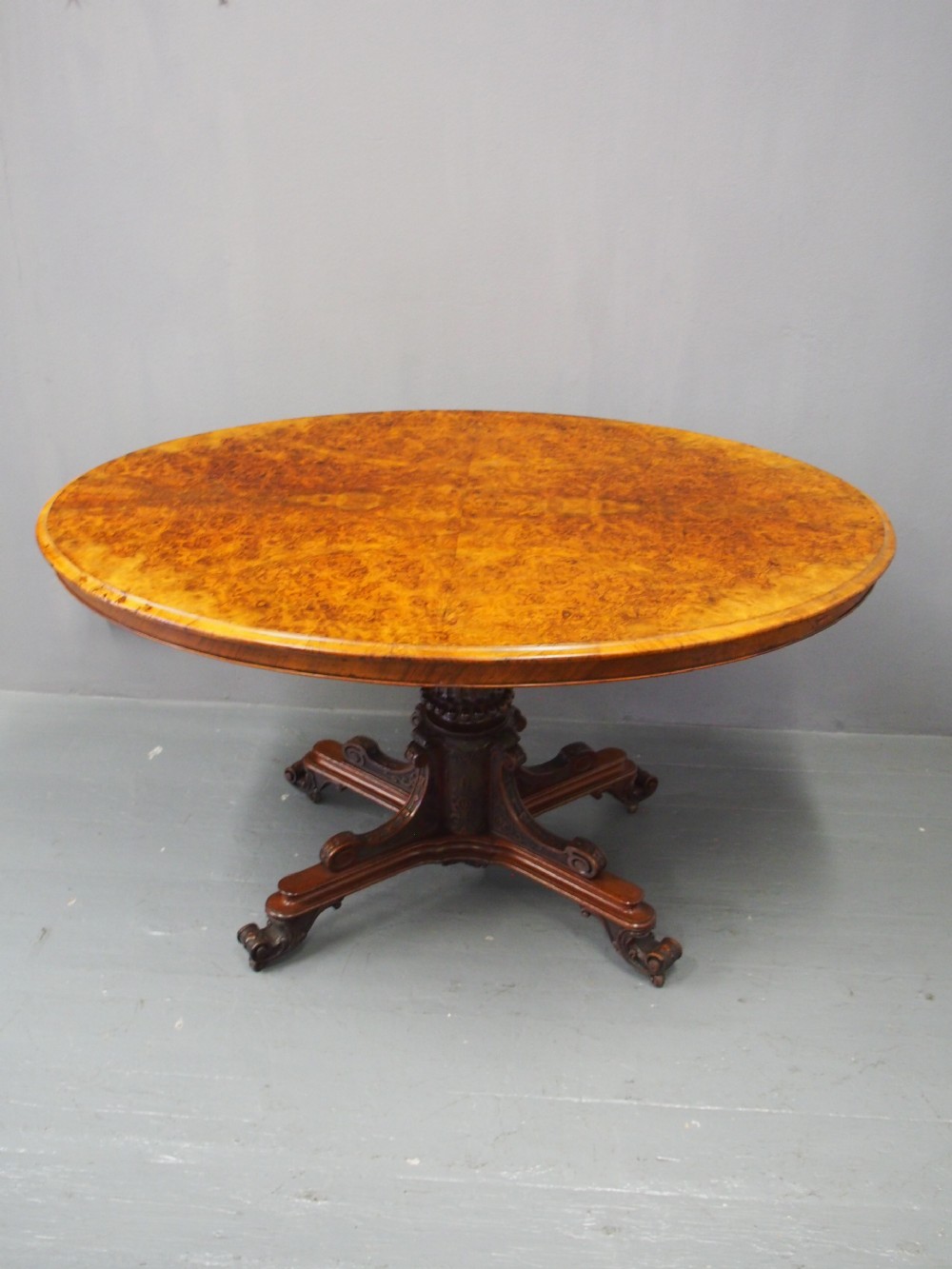 Victorian Burr Walnut Oval Breakfast Table View X