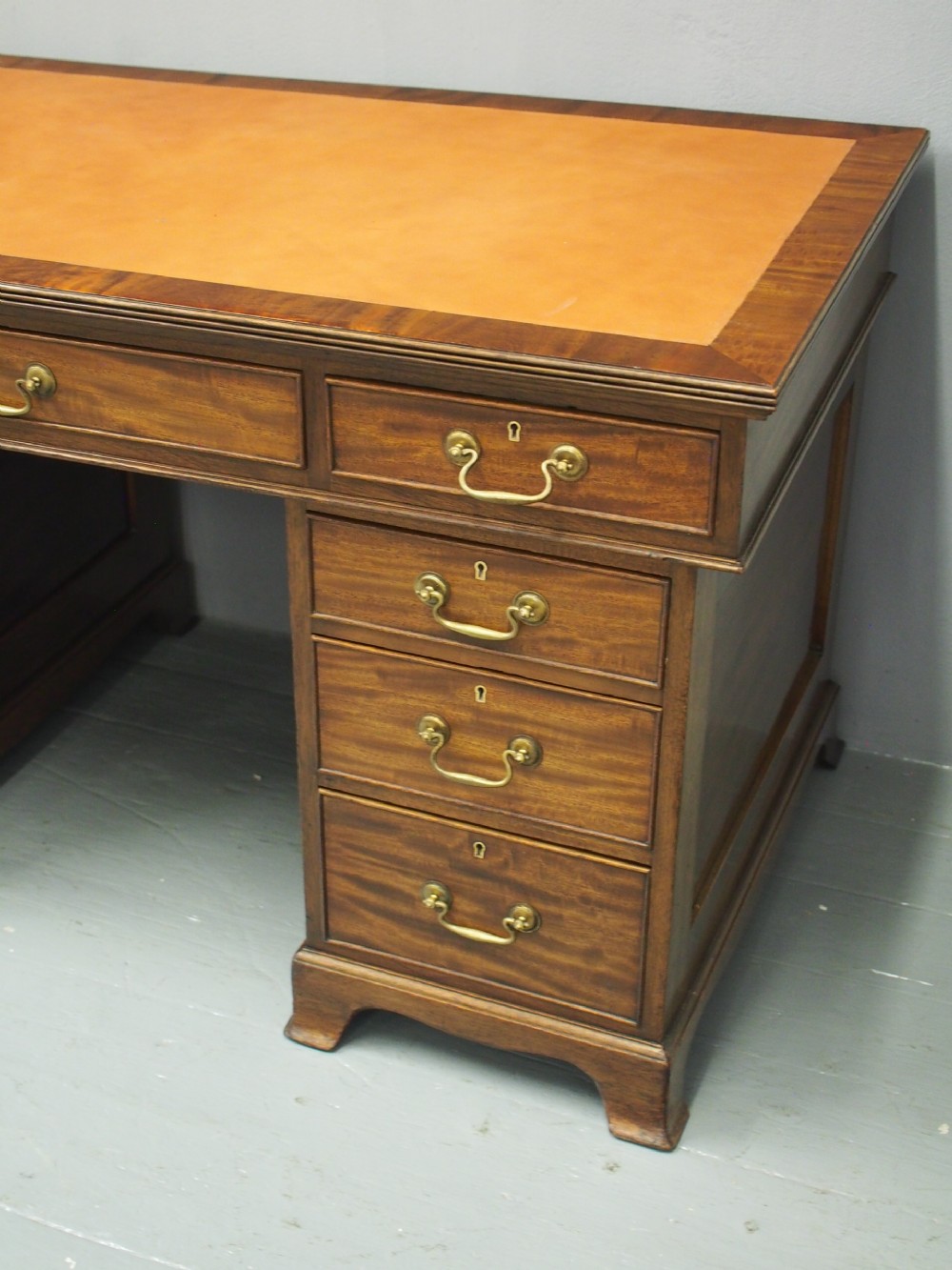 Georgian Style Mahogany Pedestal Desk View V