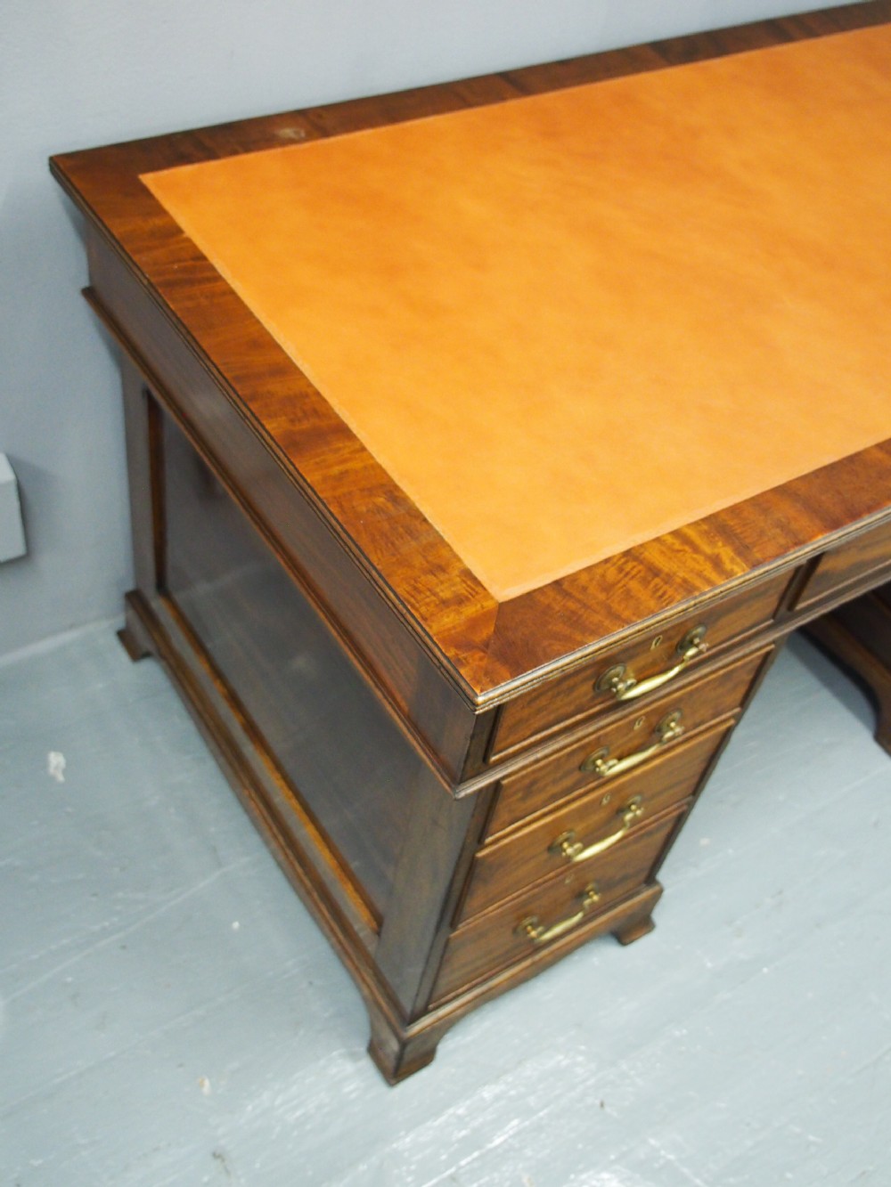 Georgian Style Mahogany Pedestal Desk View VI
