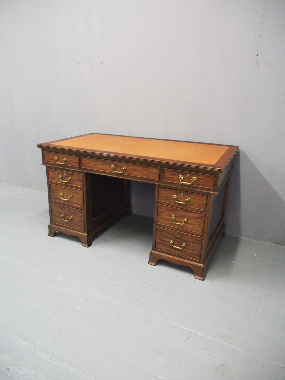 Georgian Style Mahogany Pedestal Desk View VIII