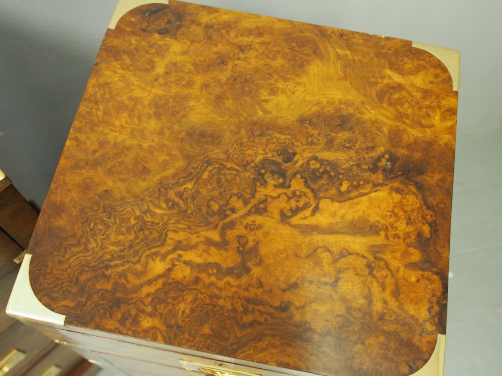 Victorian Military Style Burr Walnut Bedsides View XIII