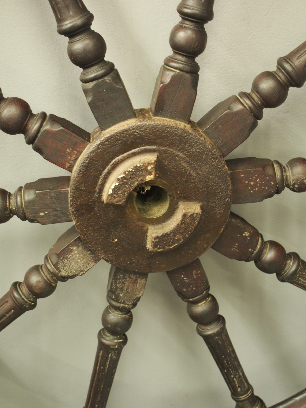 Large Oak Ships Wheel View II