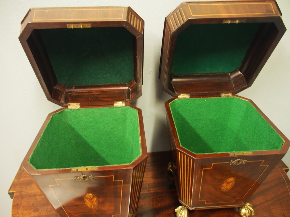Pair of George III Mahogany and Inlaid Cutlery Boxes View IV