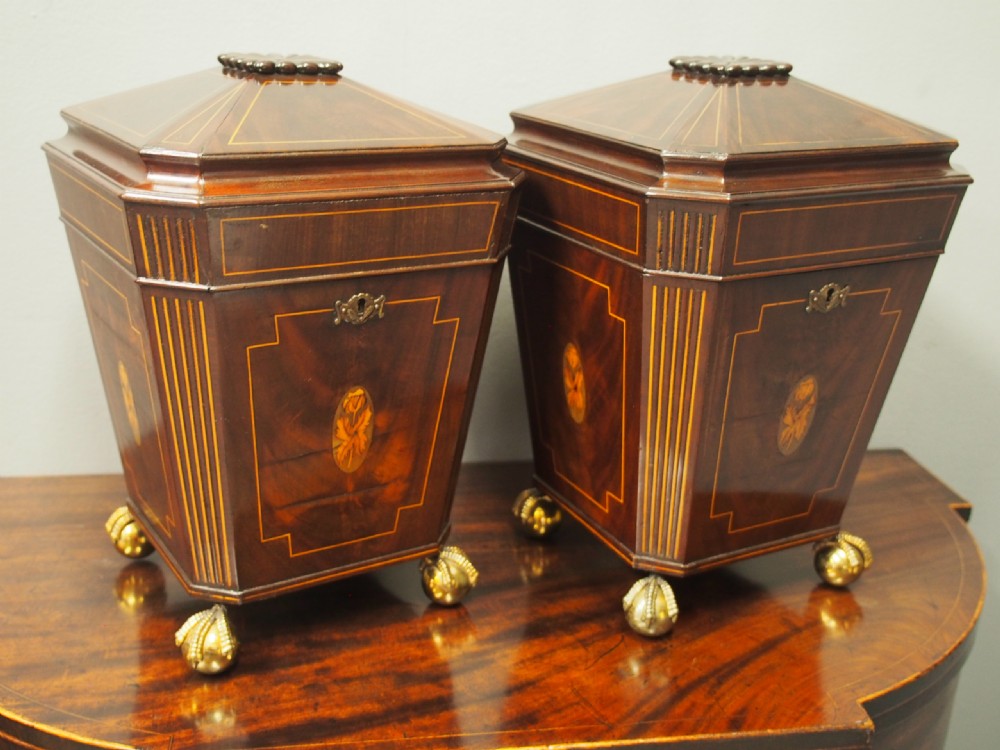 Pair of George III Mahogany and Inlaid Cutlery Boxes View VII
