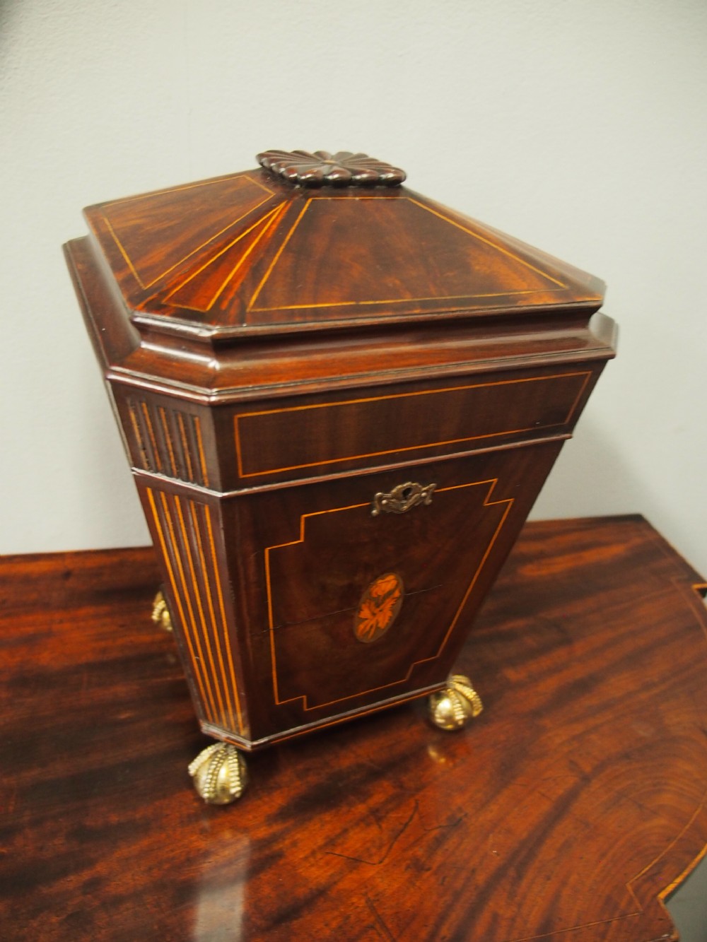 Pair of George III Mahogany and Inlaid Cutlery Boxes View XI