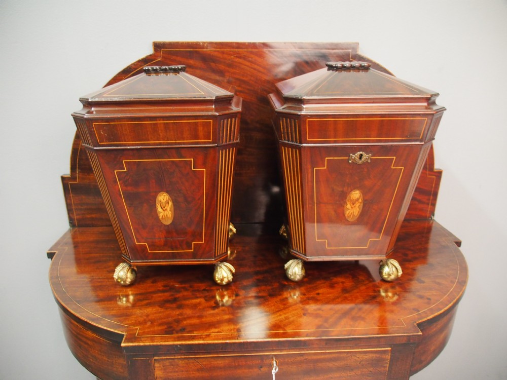 Pair of George III Mahogany and Inlaid Cutlery Boxes View XVI