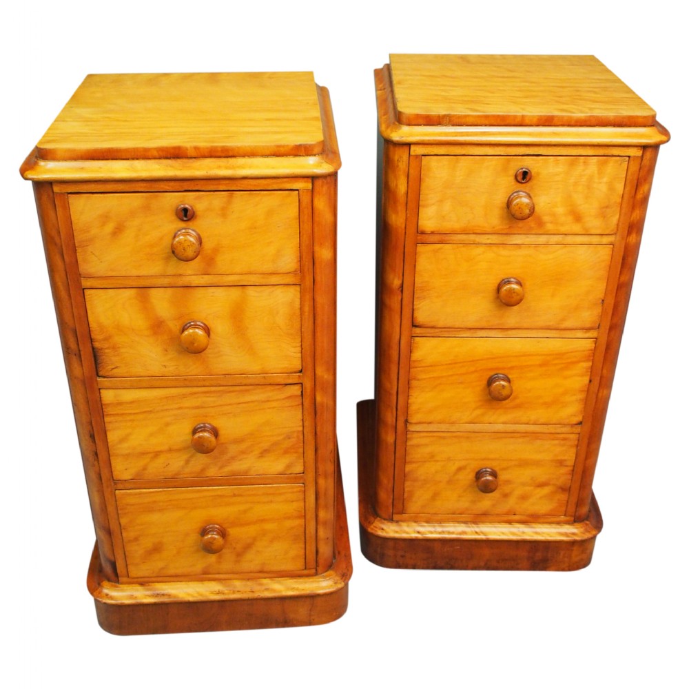 Pair of Victorian Satin Birch Bedsides