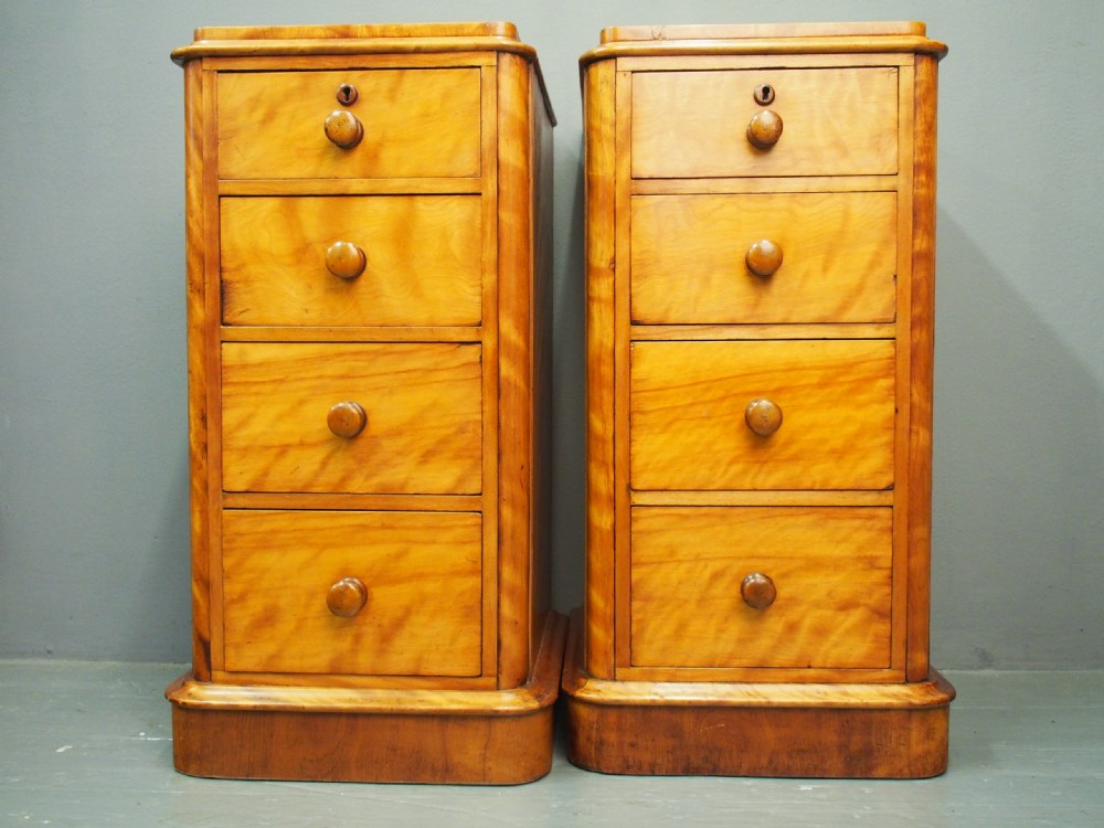 Pair of Victorian Satin Birch Bedsides View IX