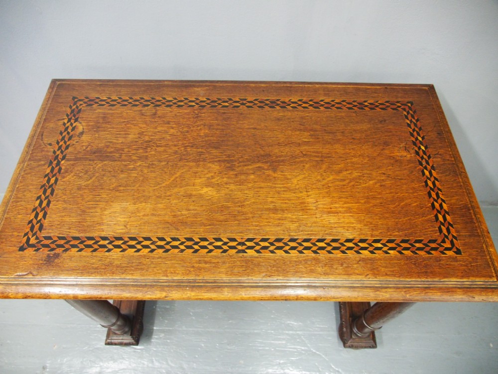Renaissance Style Inlaid Oak Hall Table View VII