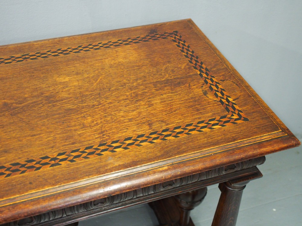 Renaissance Style Inlaid Oak Hall Table View XVI