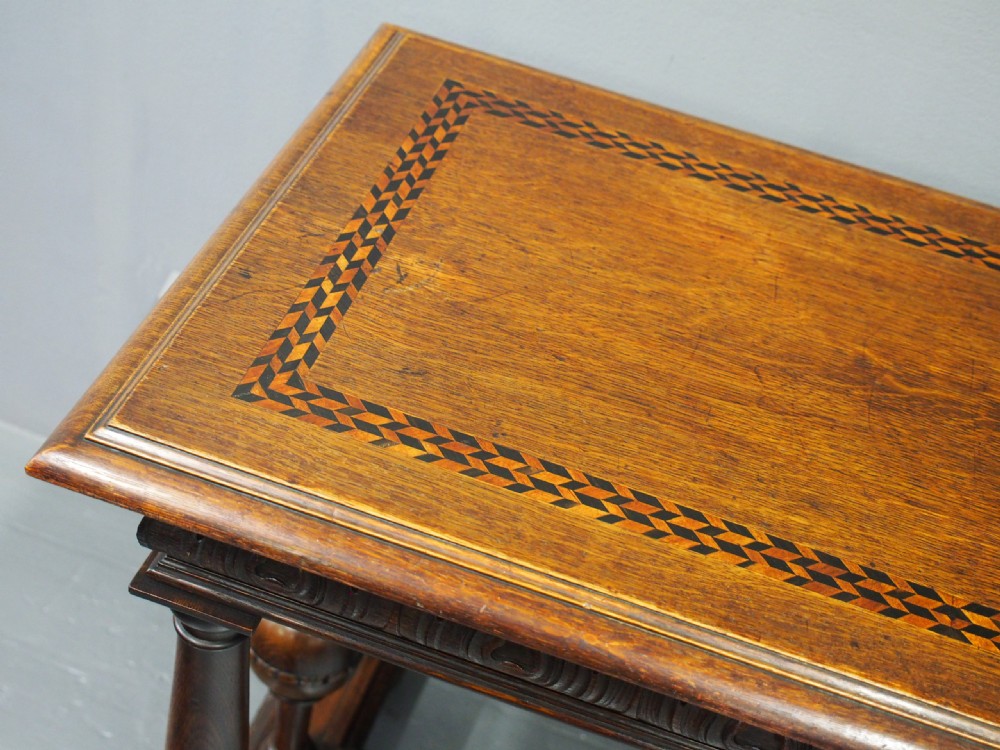 Renaissance Style Inlaid Oak Hall Table View XVII