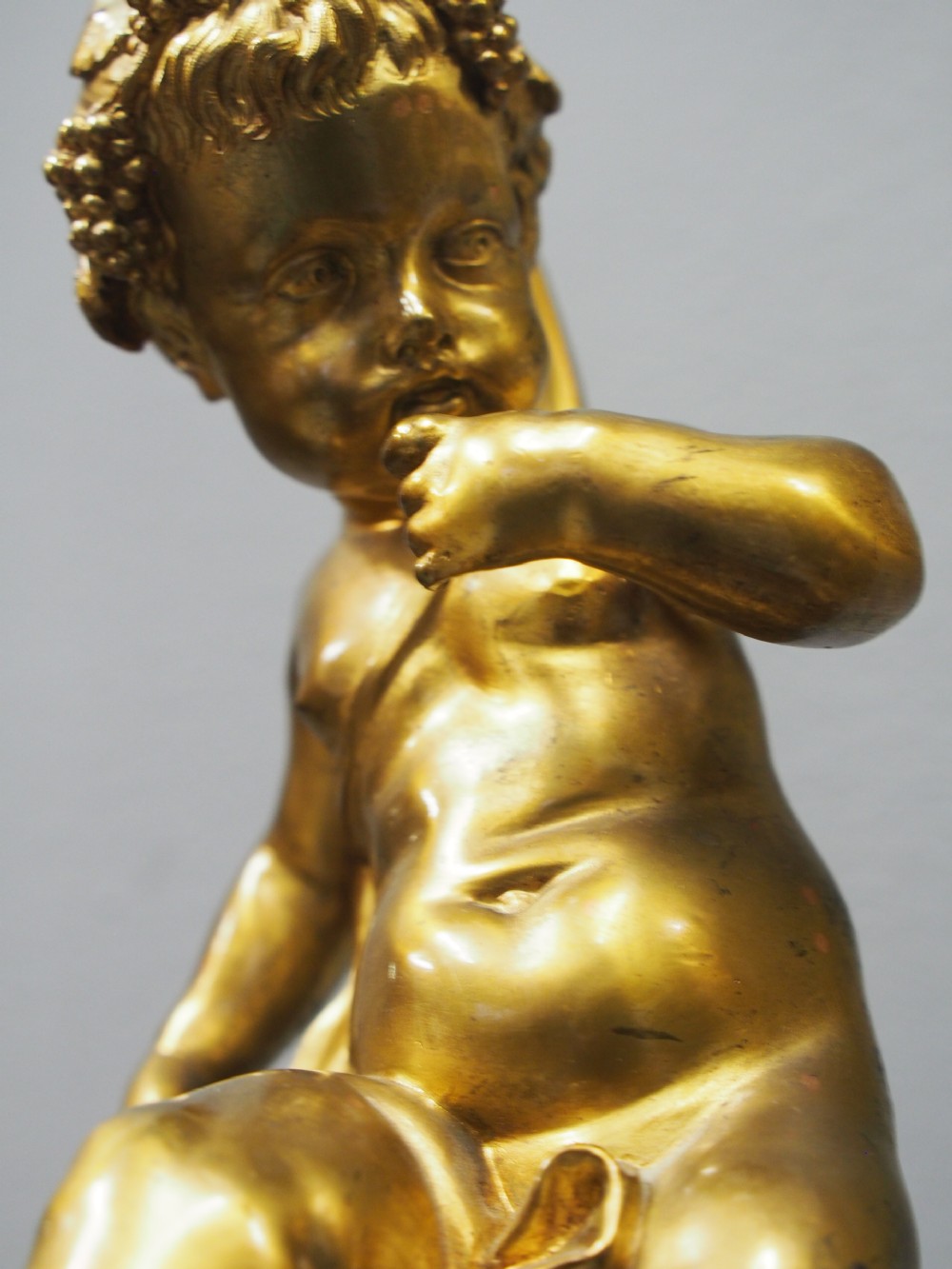 Pair of Gilt Bronze Lamps with Figures after Clodion View IV