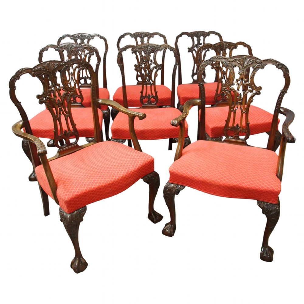 Set of 8 Chippendale Style Dining Chairs