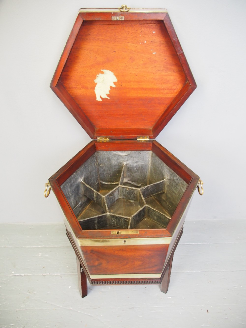 George III Inlaid Mahogany Polygon Wine Cooler View X