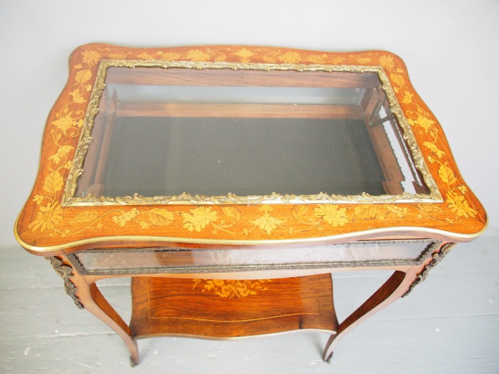 French Marquetry Vitrine Table View IV