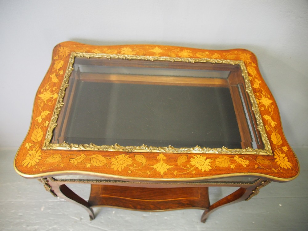 French Marquetry Vitrine Table View VII