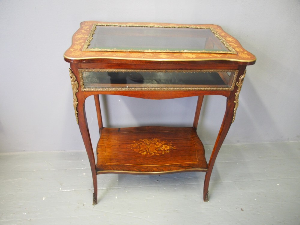 French Marquetry Vitrine Table View VIII