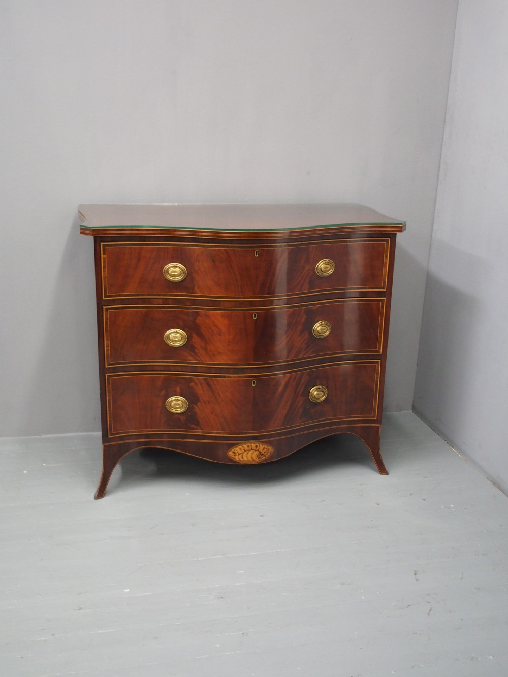 George III Inlaid Mahogany Serpentine Chest of Drawers View X