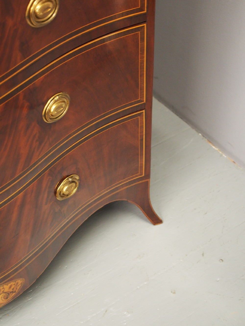 George III Inlaid Mahogany Serpentine Chest of Drawers View XV
