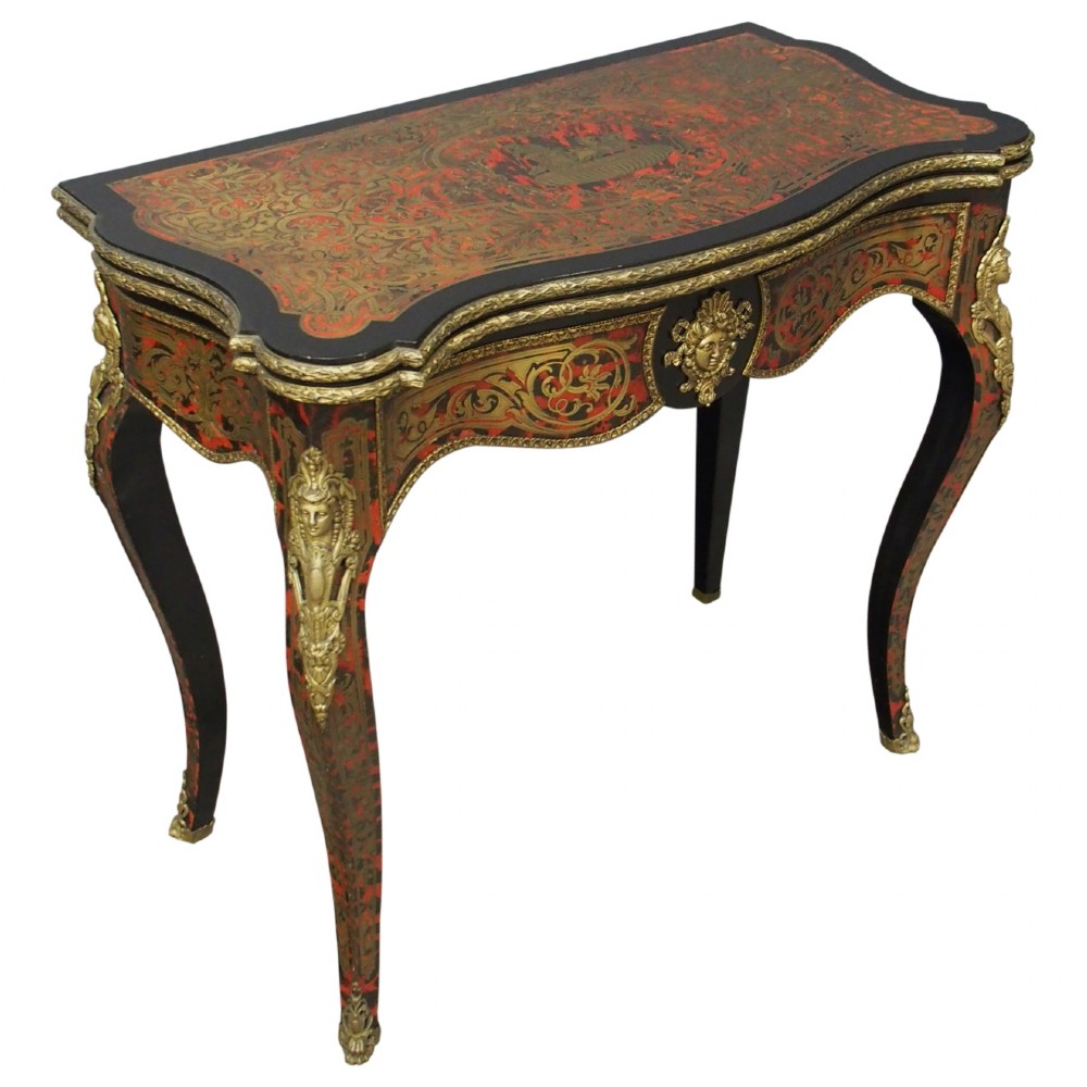 French Boulle Serpentine Front Games Table