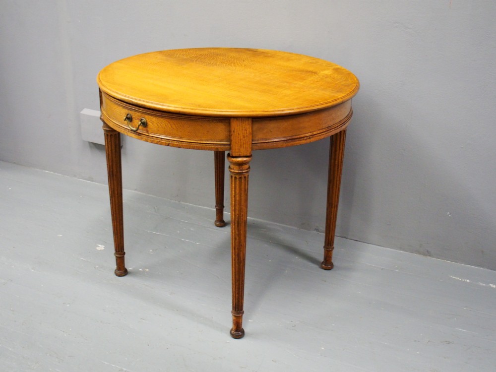Victorian Small Oak Drum Table View III