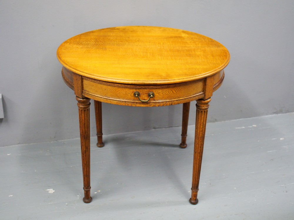 Victorian Small Oak Drum Table View IV