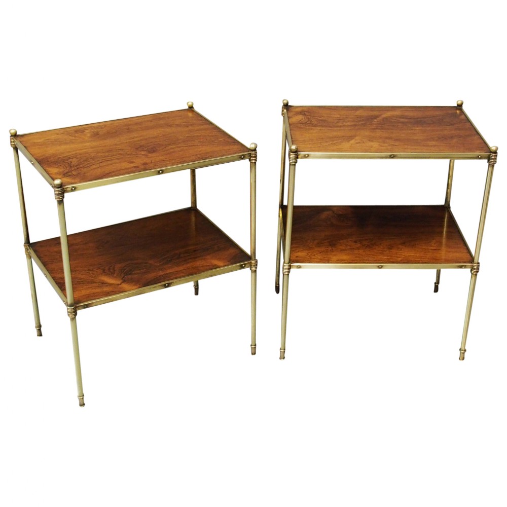 Pair of Rosewood and Cast Brass Etageres