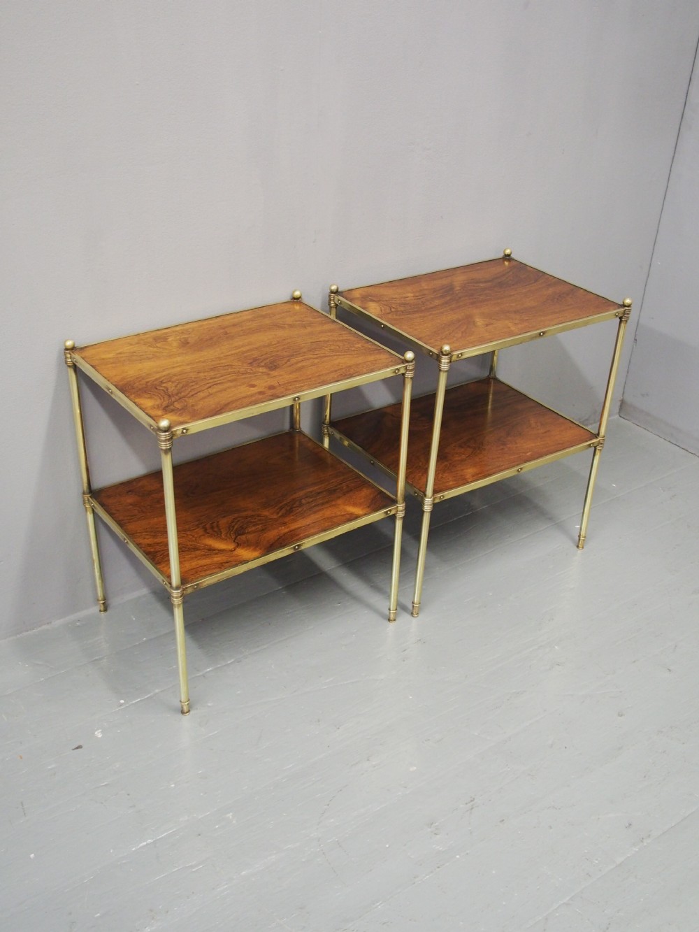 Pair of Rosewood and Cast Brass Etageres View II