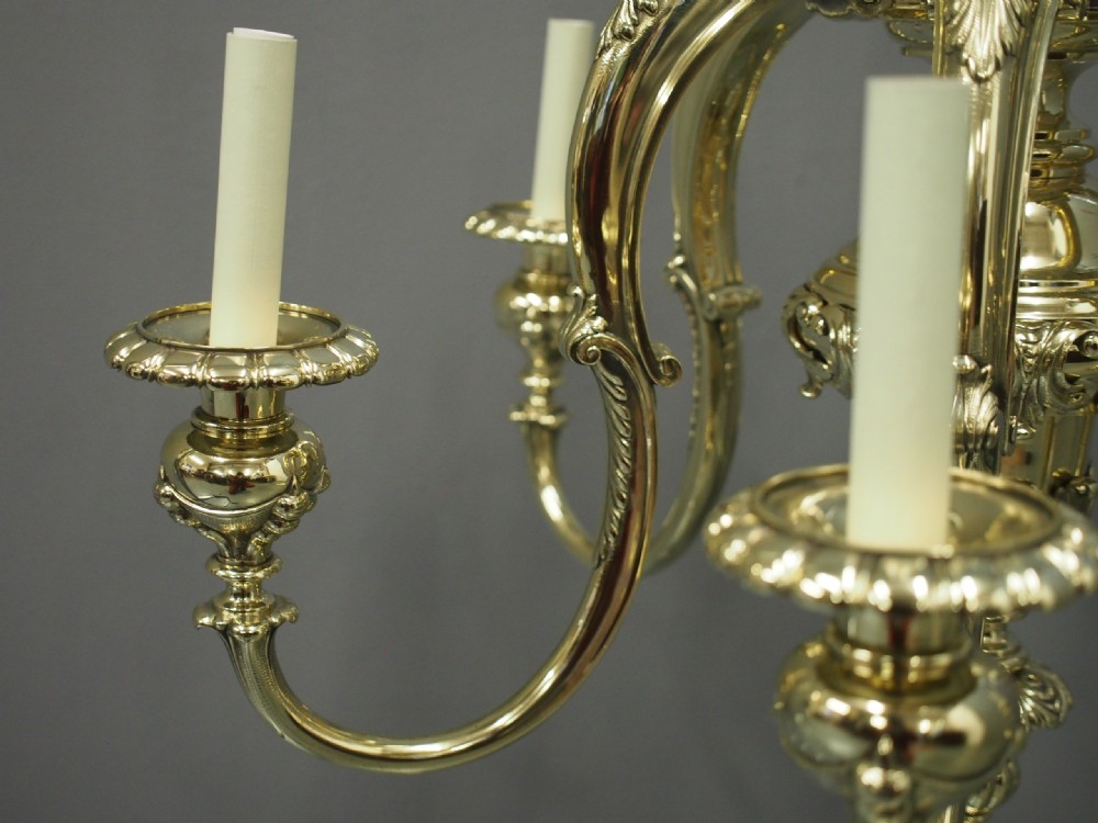 Large 1920s Cast Brass Chandelier View IV