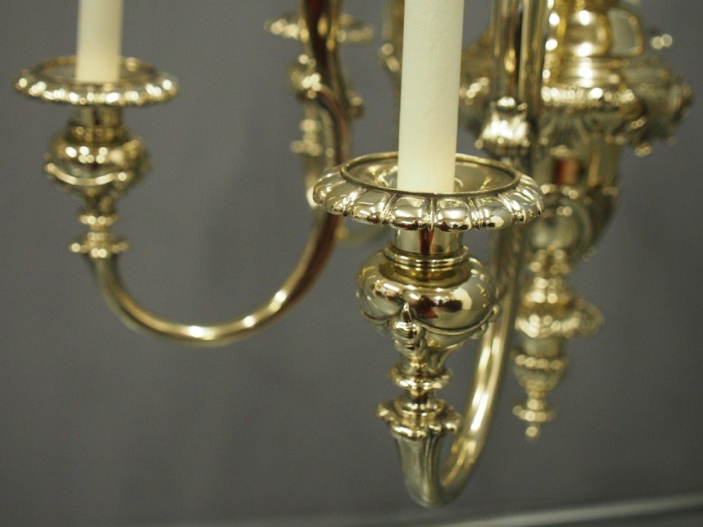 Large 1920s Cast Brass Chandelier View VI