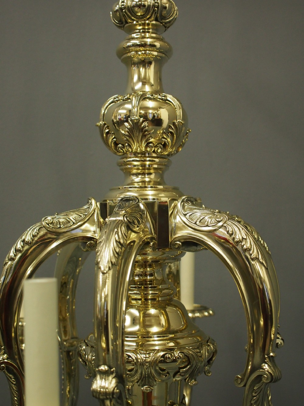 Large 1920s Cast Brass Chandelier View X
