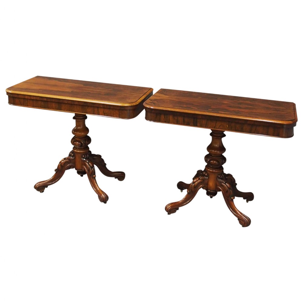Pair of Victorian Rosewood Foldover Tea Tables