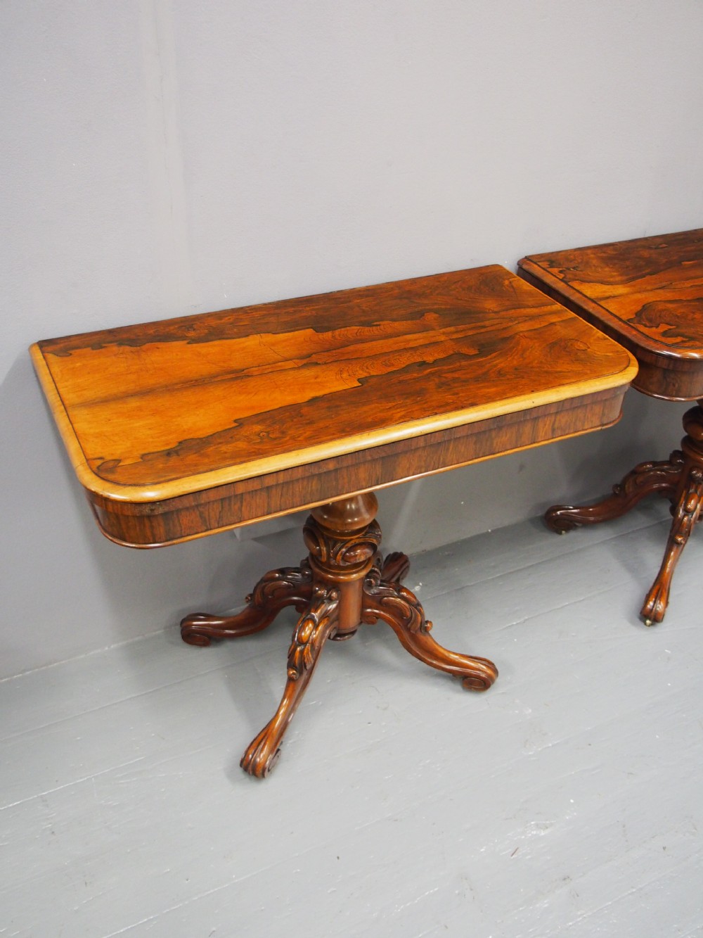 Pair of Victorian Rosewood Foldover Tea Tables View VI