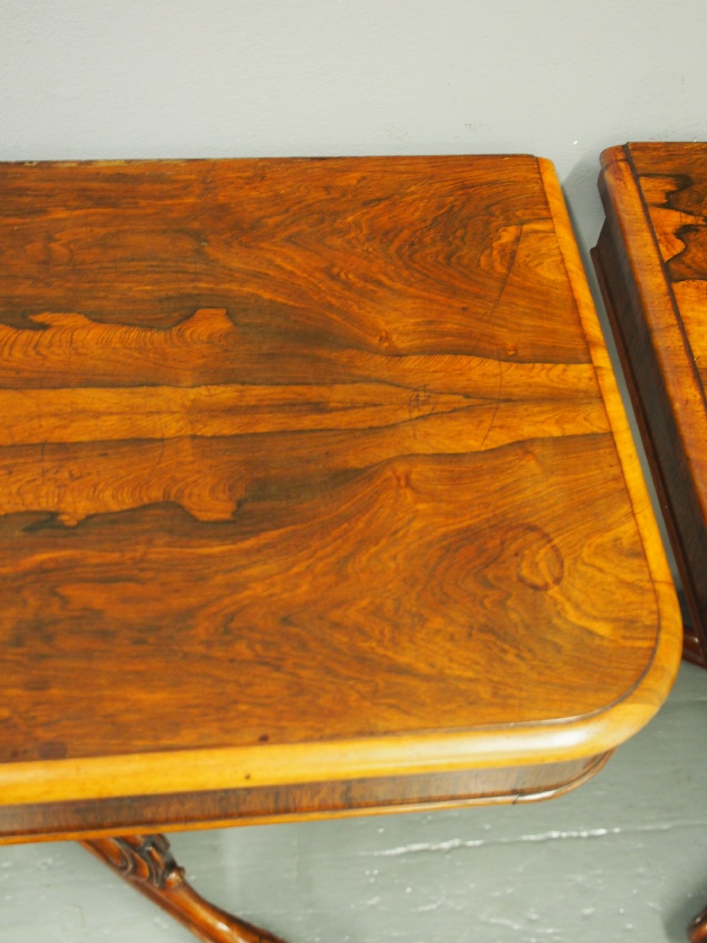 Pair of Victorian Rosewood Foldover Tea Tables View VIII