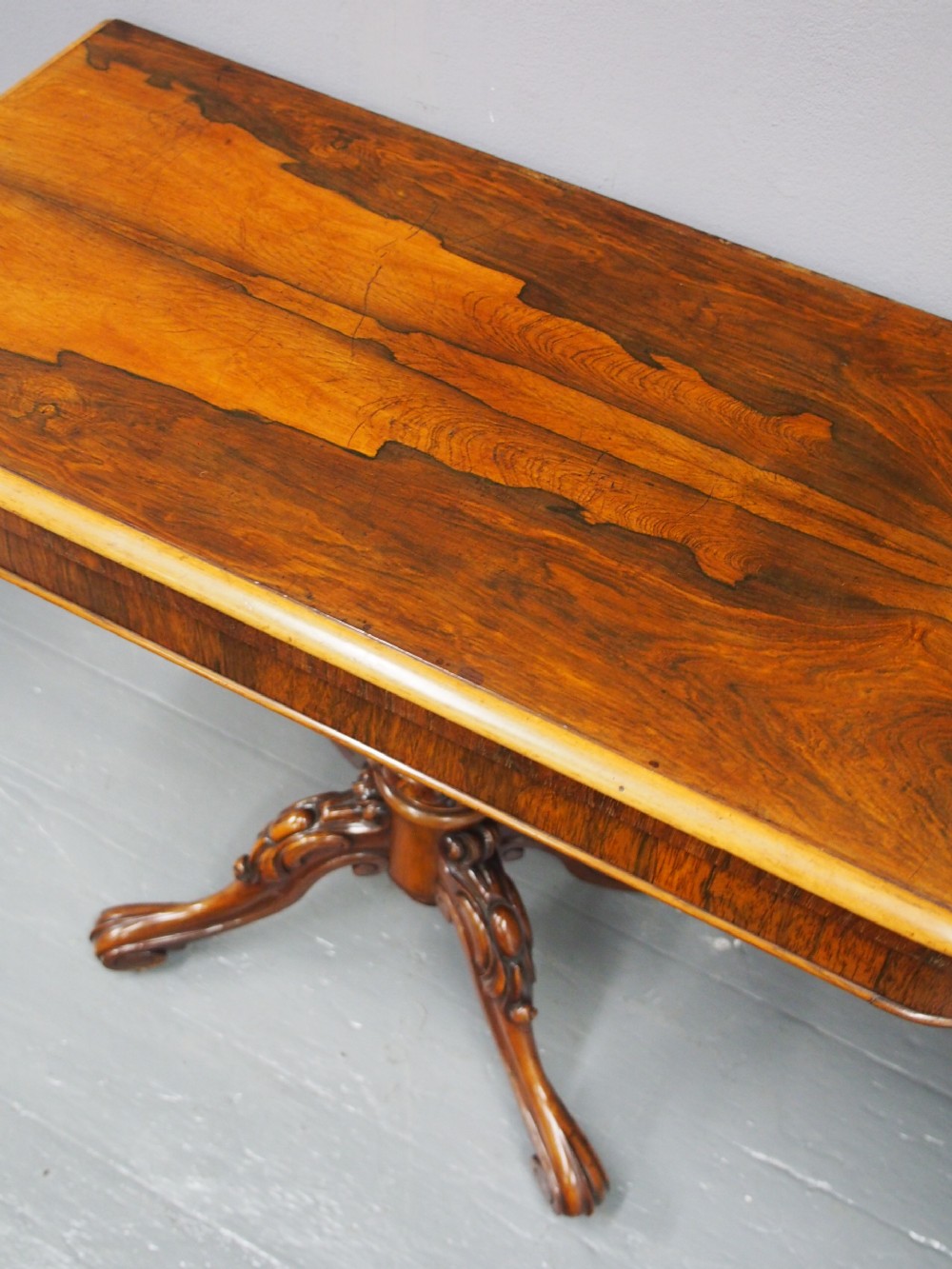 Pair of Victorian Rosewood Foldover Tea Tables View IX