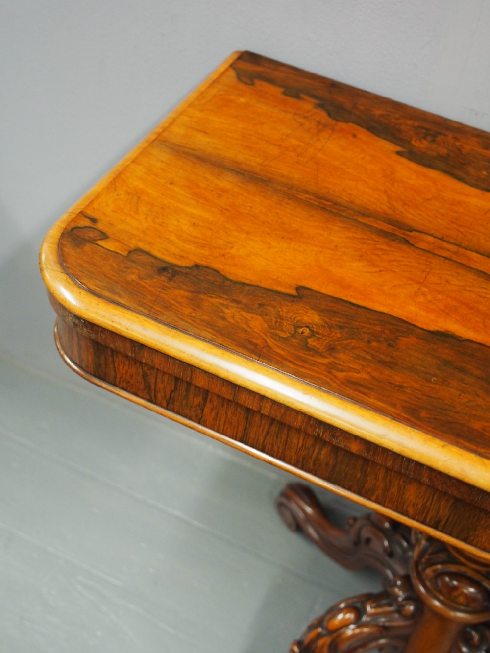 Pair of Victorian Rosewood Foldover Tea Tables View X