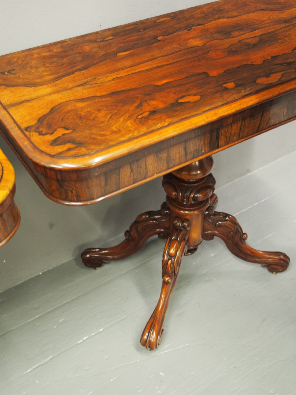 Pair of Victorian Rosewood Foldover Tea Tables View XI