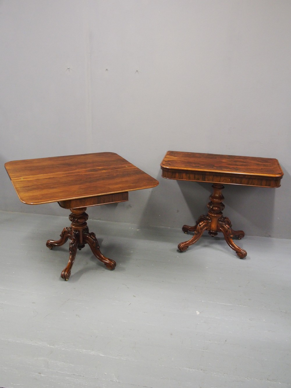 Pair of Victorian Rosewood Foldover Tea Tables View XV