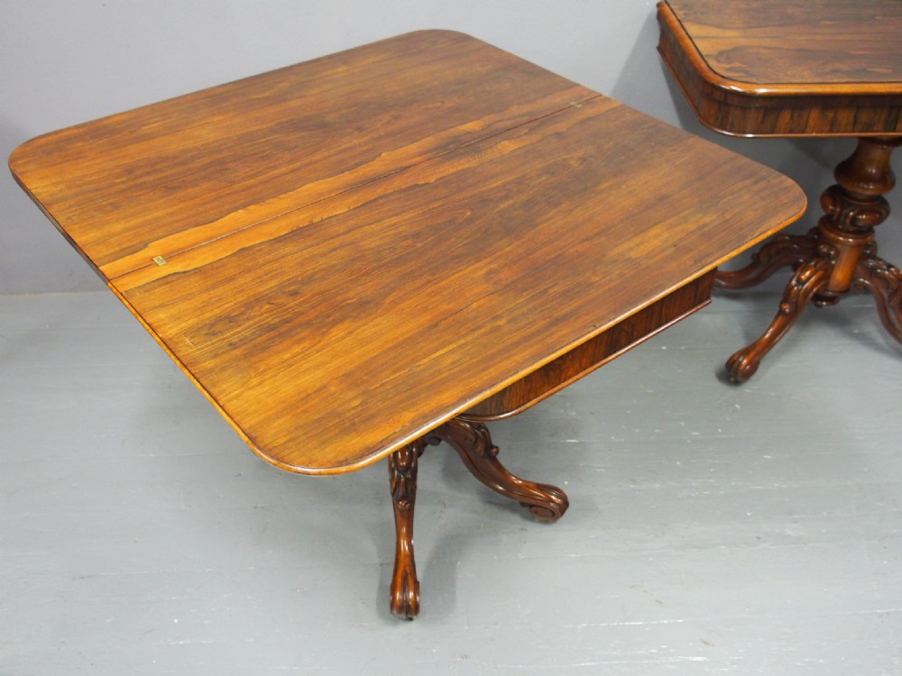 Pair of Victorian Rosewood Foldover Tea Tables View XVI