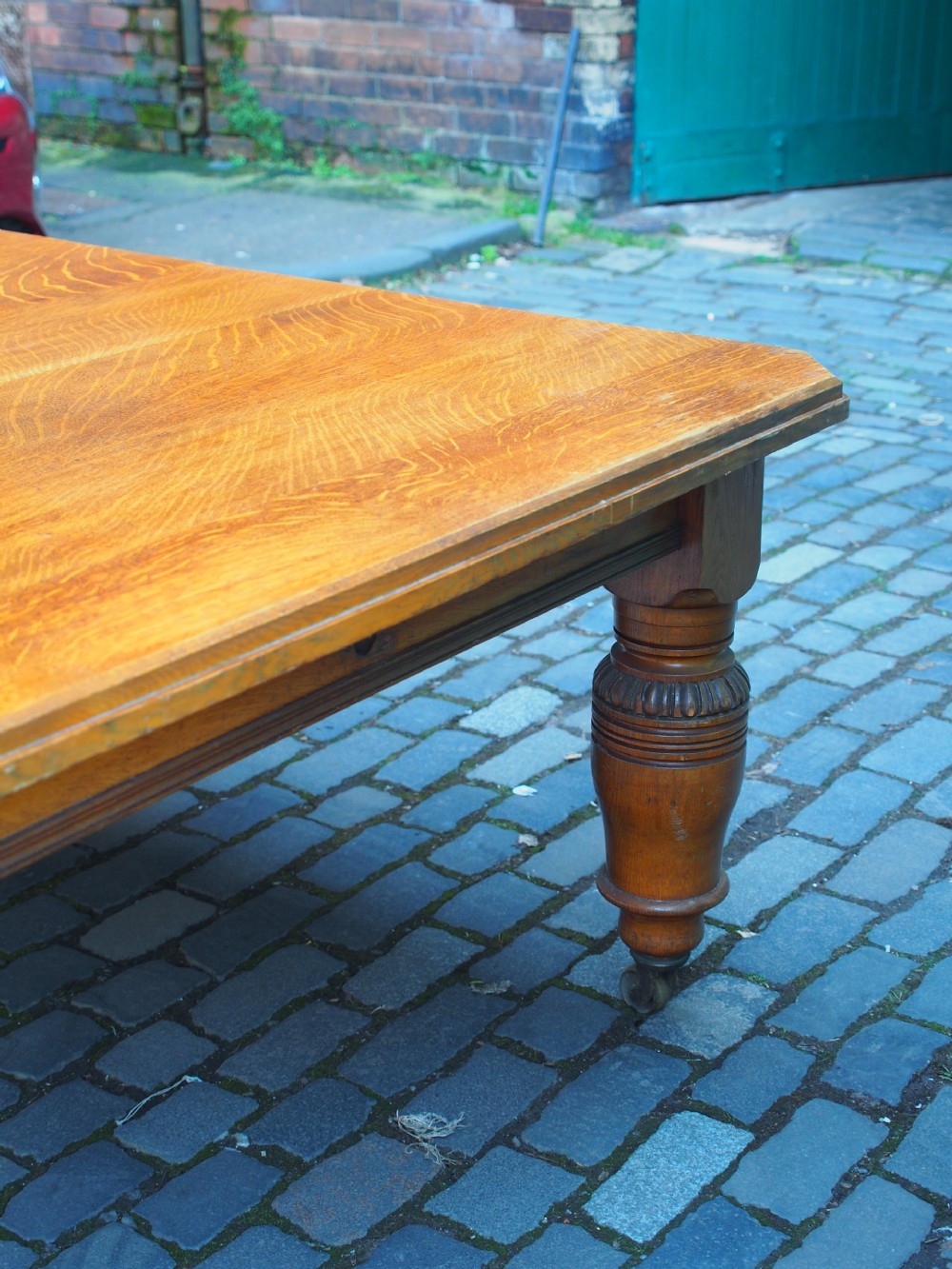 Large Victorian Oak Dining Table View IV