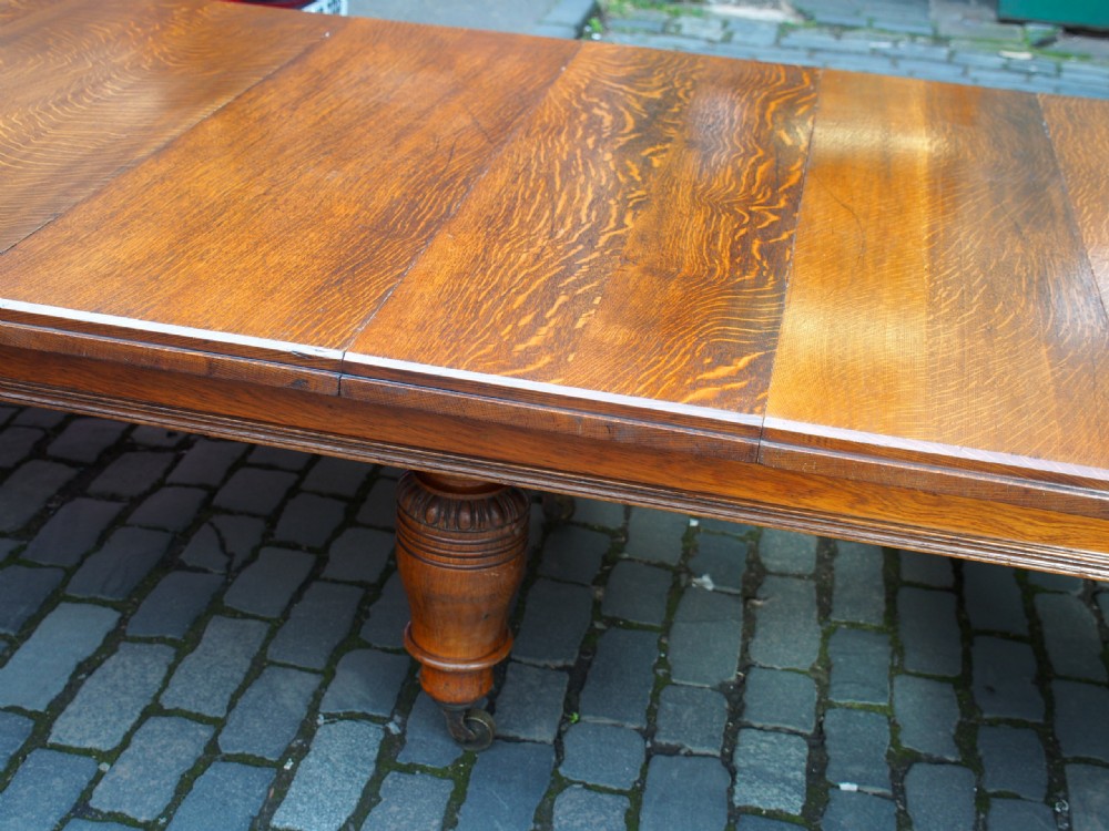 Large Victorian Oak Dining Table View VI